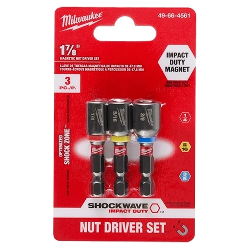 Nutdriver Set, 1 Magnetized Tip, Phosphate Coated, Steel, Black, 0.8 in wd,  1-7/8 in lg,  4-3/4 in ht