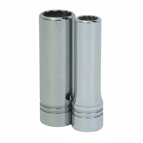 Socket, Standard, Imperial, Male Square Drive, 1/2 in Drive, Deep Socket, 3-1/4 in Lg, 12 -Point