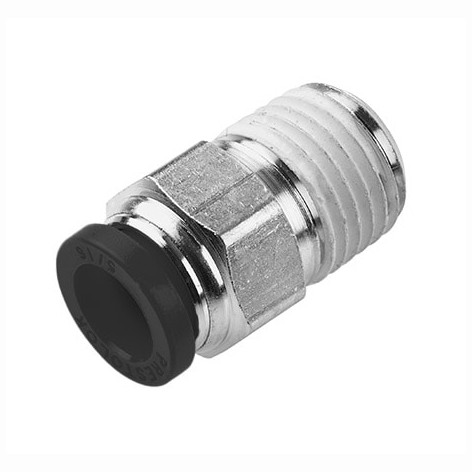 PARKER Prestolok PLP Connector, Connector, Push-to-Connect x MNPTF End, 300 psi, 0 to 200 deg F, Brass, Nickel Plated, Domestic