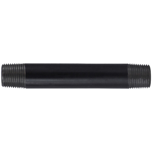 Pipe Nipple, 3/8 in, NPT End, SCH 40, 700 psi, -200 to 150 deg F, Seamless,  Welded, Grade B Steel, Black