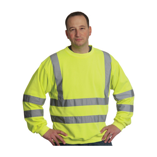 PIP Sweat Shirt, Polyester Fleece, 8 oz Fabric, Pullover Closure, High-Vis Yellow