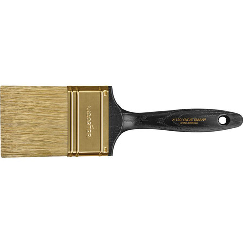 Paint Brush, Chisel, China Bristle Brush, Steel Ferrule, Varnish, Solid Plastic Handle