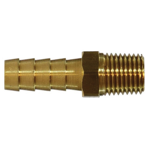 Hose Adapter, Rigid Straight, Adapter, Hose Barb x MNPTF End, 150 psi, -40 to 160 deg F, Brass, Import