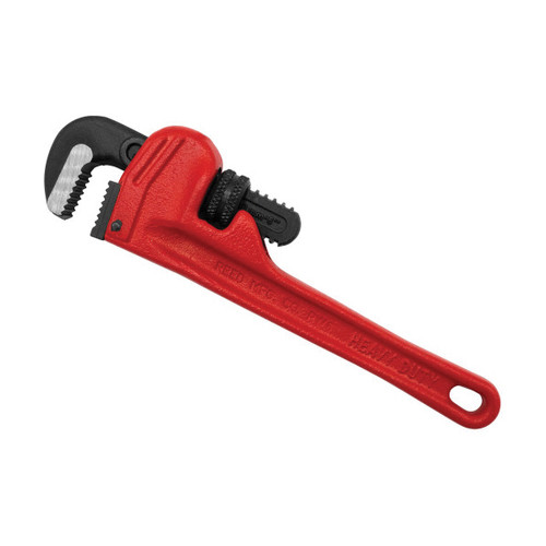 Straight Pipe Wrench, Heavy Duty, Hook and Heel Jaw, Alloy Steel Jaw, 180 deg Head, Standard, Red Handle