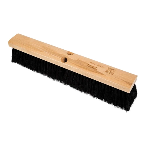 Sweeping Broom, Floor, 3 in Lg Trim, Tampico Bristle, Black Bristle, Hardwood Handle