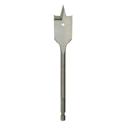 MILWAUKEE Flat Boring Bit, 6 in Lg, 1/4 in Shank, Hex Shank, Right Hand Cut, High Carbon Steel Cut Edge, Silver