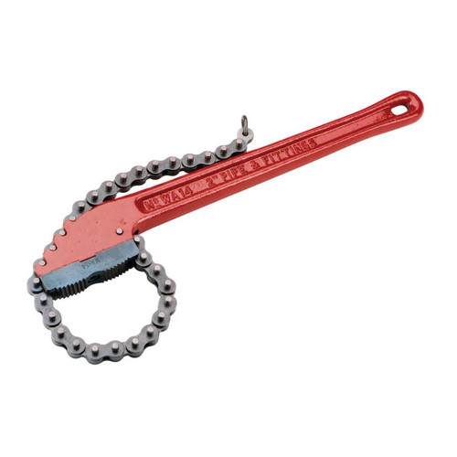 Chain Wrench, Heavy Duty, Dual Reversible Jaw, In-Line, High Tensile Ductile Iron Handle, Red Handle