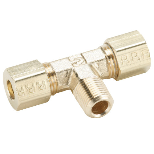 PARKER Branch Tee, Compression x MNPT End, 65 to 250 deg F, Brass, Forged, Tee, Pneumatic