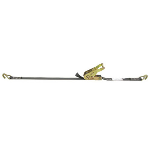 Ratchet Strap, 10 ft Lg, 1 in Wd, Polyester Strap, Flat Hook End