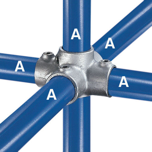 Pipe Cross, Four Socket, Cross, Malleable Iron, Galvanized