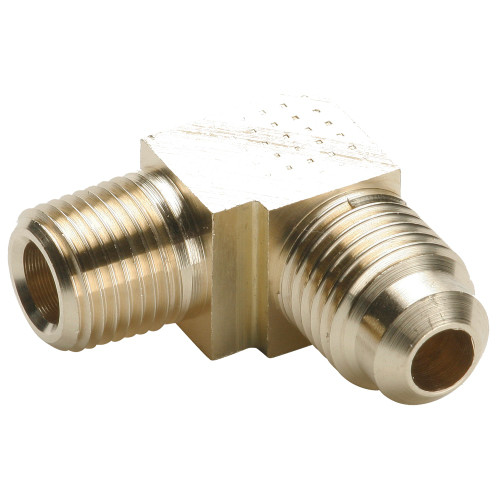 PARKER Elbow, Economical, 90 deg Elbow, 45 deg SAE Flare x Straight MNPT End, -65 to 250 deg F, Brass, Forged, 3/16 x 1/8 in