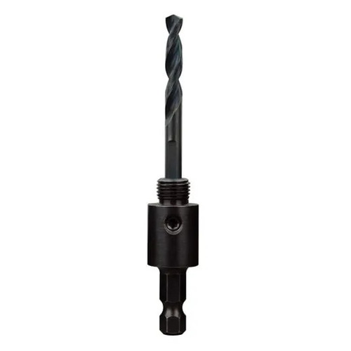 Hole Saw Arbor, Small Thread, 1-3/16 in Arbor, Hex Shank, Hex Shank, Hardened Steel Cut Edge, Black