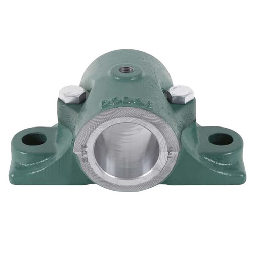 DODGE SPLIT BABBITT Pillow Block Bearing Unit, Powder Coated, Plain Sleeve, 2-Bolt Base Mount, Unsealed Seal, 130 deg F