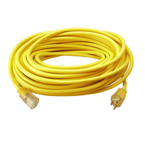 Extension Cord, SJTW, 125 VAC,  15 A, 12 AWG Cord, 3 Conductor, 12 AWG Conductor, Copper Conductor, 1 Outlet