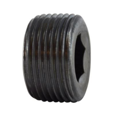 Countersunk Plug, Hex Socket, Plug, MNPT End, 150 psi, Carbon Steel, Black, -20 to 350 deg F, Domestic