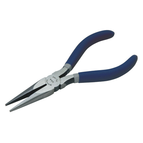 Chain Nose Plier, Diamond Serrated Jaw, Steel Jaw, Plastic Handle, Polished