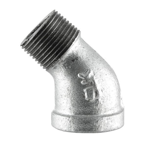 Street Elbow, 45 deg Elbow, NPS End, Class 150, 150 psi, Hot Dipped Galvanized, Malleable Iron, Black Oxide