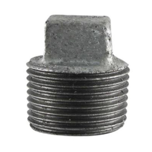 Plug, Square Head, NPS End, 300 psi, Malleable Iron, Galvanized