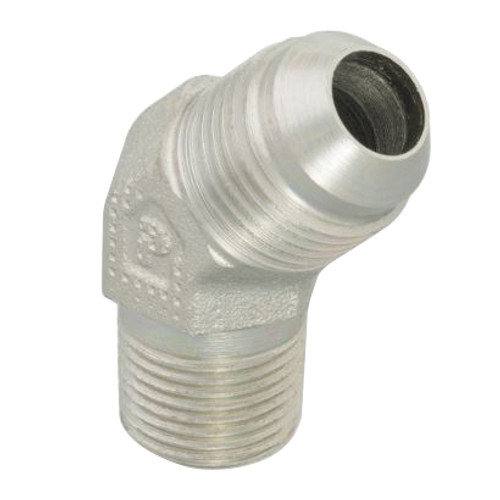 PARKER Hydraulic Elbow, Triple-Lok, High Pressure, 37 deg Male JIC Flare x Male NPT/NPTF End, 45 deg, Steel, 1.29 in lg PARKER Hydraulic Elbow, Triple-Lok, High Pressure, 37 deg Male JIC Flare x Male NPT/NPTF End, 45 deg, Steel, 1.29 in lg