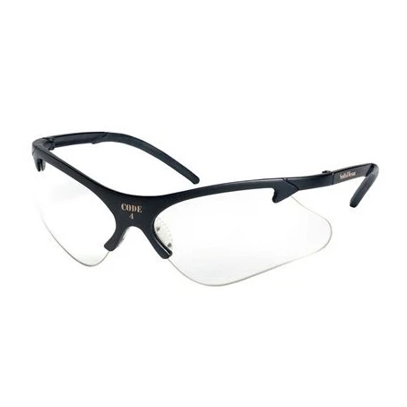 Safety Glasses, Universal, Anti-Scratch Lens, Black Frame, Nylon Frame, Polycarbonate Lens, 1 UV Protection, Ratchet Temple Style