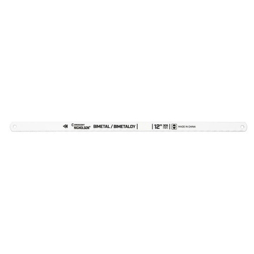 Hacksaw Blade, 12 in Lg Blade, 1/2 in Wd Blade, 0.025 in Thk Blade, High Carbon Steel Blade, 12 in Lg