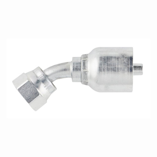 PARKER 43 Series Hydraulic Hose Elbow,Crimp Style,Female Seal-Lok Swivel x Hose End,45 deg,70 deg F,Steel,Domestic