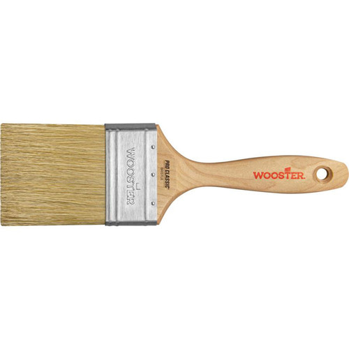 Paint Brush, Chisel, China Bristle Brush, Stainless Steel Ferrule, Sealed, Wood Handle, 2-1/2 to 3 in