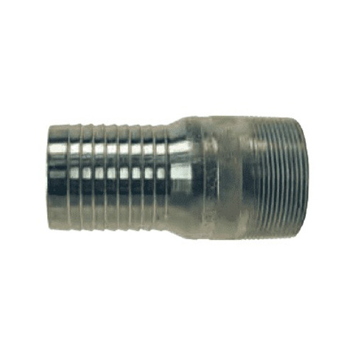 Pipe Nipple, Combination, Hose Shank x MNPT End, Carbon Steel, Plated, Domestic