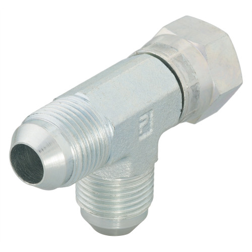PARKER Hydraulic Run Tee, Triple=Lok, Tee, 37 deg Male Flare x 37 deg Female Flare Swivel End, Steel, Domestic