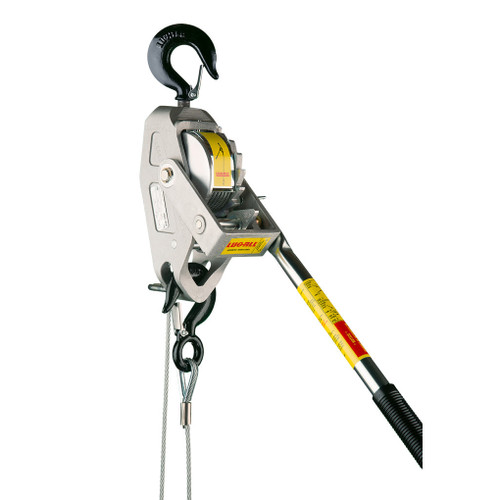 Ratchet Winch Hoist, Portable, 1.125 ton, 3/16 in Dia Cable, 16 in Min Between Hook, Reversible