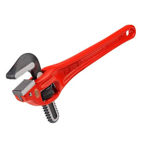 Offset Pipe Wrench, Heavy Duty, Hook Jaw, Alloy Steel Jaw, I-Beam, Cast Iron Handle, Red Handle