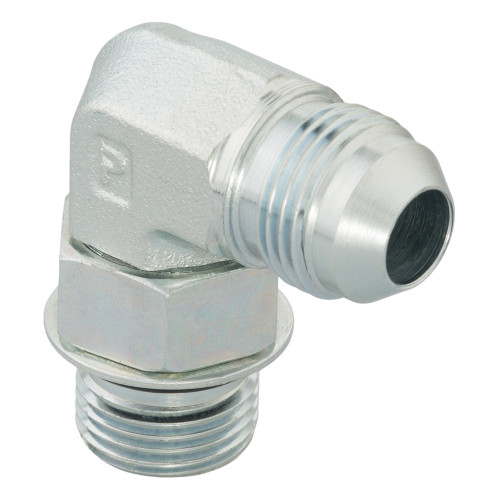 PARKER Hydraulic Elbow, High Pressure,  Straight Thread, 37 deg Male JIC Flare x Male SAE-ORB End, 90 deg, Steel