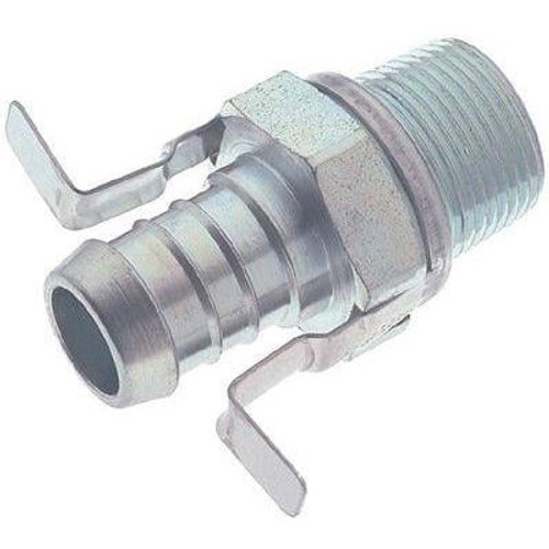 Hose Nipple, Barb x MNPT End, Steel, Plated, 1/2 to 1 in