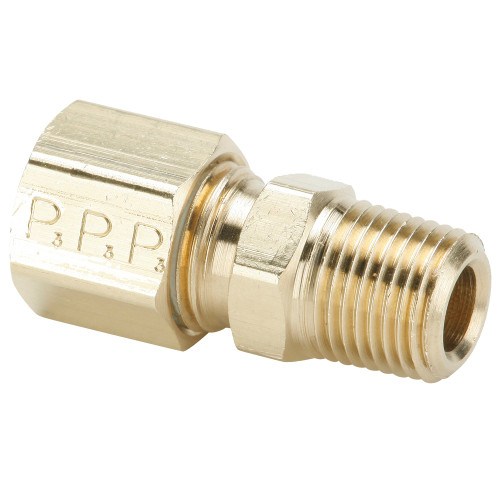 PARKER Adapter, Poly-Tite, Compression x MNPT End, -65 to 250 deg C, Brass, Forged, Adapter, Straight