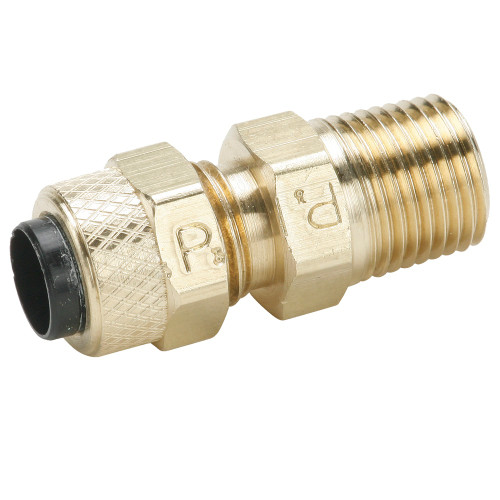 PARKER Adapter, Poly-Tite, Compression x MNPT End, 150 psi, 0 to 150 deg F, Brass, Forged, Adapter, Straight