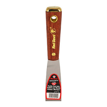 Putty Knife, Spackling, Solid Blade, Flexible Blade, Steel Blade, Wood Handle, Lacquered, Black