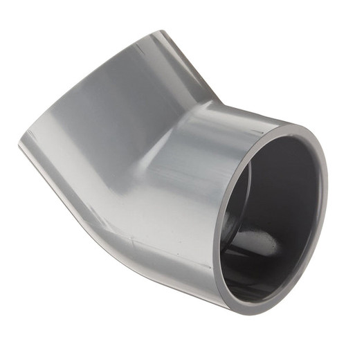 Elbow, Slip Socket End, SCH 80, Molded, Chlorinated PVC, 210 deg F, Gray, 45 deg Elbow