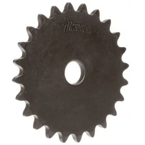Roller Chain Sprocket, Type A,  Single Strand, #40 Chain, 0.284 in Lg Thru Bore, Steel, Protective Coating