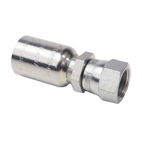 PARKER 56 Series Hydraulic Hose Fitting,Permanent Crimp,Hose x 37 deg SAE JIC Swivel End,5000 psi,Steel,Domestic