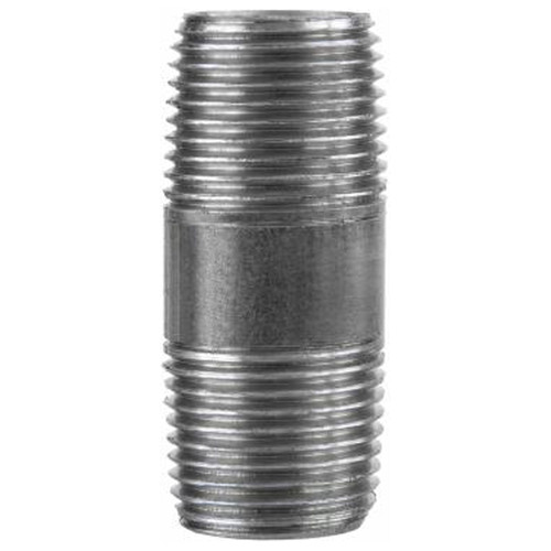 Pipe Nipple, 3/8 in, NPS End, SCH 40, 203 psi, 400 deg F, Welded, Steel, Black