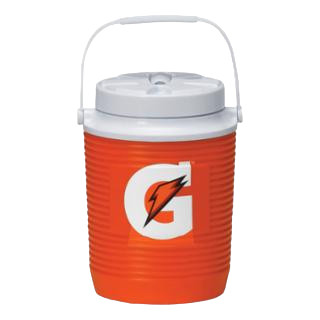 Beverage Cooler, Plastic, White Body, Orange Lid
