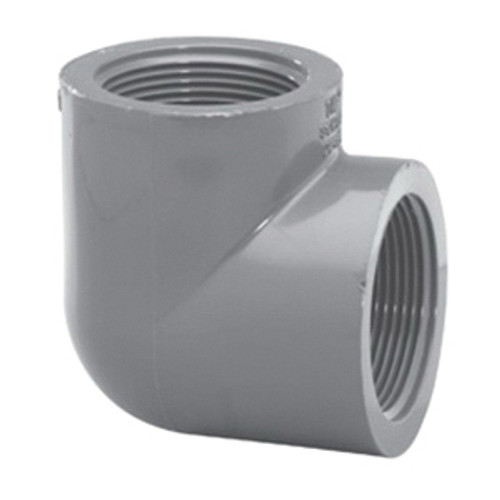 Elbow, 90 deg Elbow, FNPT End, SCH 80, 150 psi, Injection-Molded, PVC, Gray, 140 deg F, Domestic Elbow, 90 deg Elbow, FNPT End, SCH 80, 150 psi, Injection-Molded, PVC, Gray, 140 deg F, Domestic