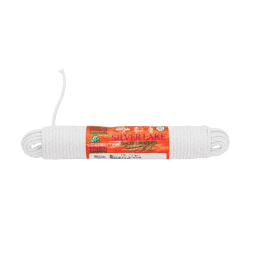 Rope, Solid Braided, 100 ft Lg, White, Cotton