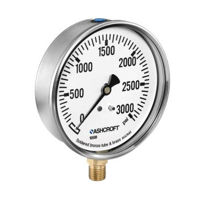 Mechanical Pressure Gauge, Dry, 1/4 in MNPT, 4 in Dia Dial, +/-3-2-3%, 0.2 psi, Dial Display, Panel Mount