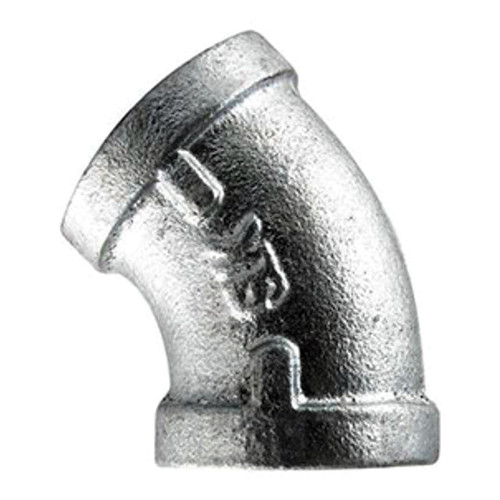 Elbow, 45 deg Elbow, NPS End, Class 150, 150 psi, Hot Dipped, Malleable Iron, Galvanized, Black