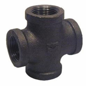 Pipe Cross, -20 to 350 deg F, Cross, FNPT End, Class 150, 150 lb, Hot Dipped Galvanized, Black