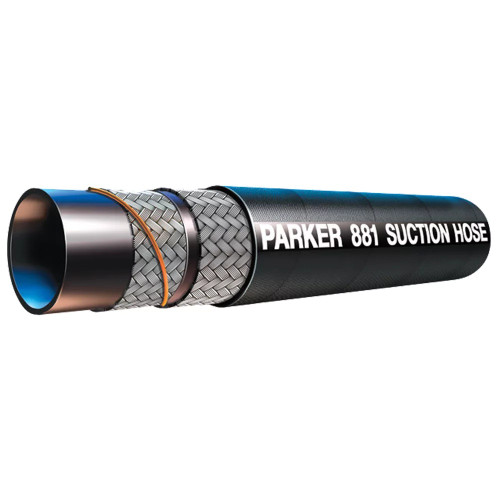 PARKER 881 Suction and Discharge Hose, Low Pressure, 50 ft Lg, -40 to 257 deg F, Synthetic Rubber, Domestic