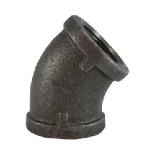 Elbow, -20 to 350 deg F, 45 deg Elbow, FNPT End, Class 150, 150 lb, Hot Dipped Galvanized, Black