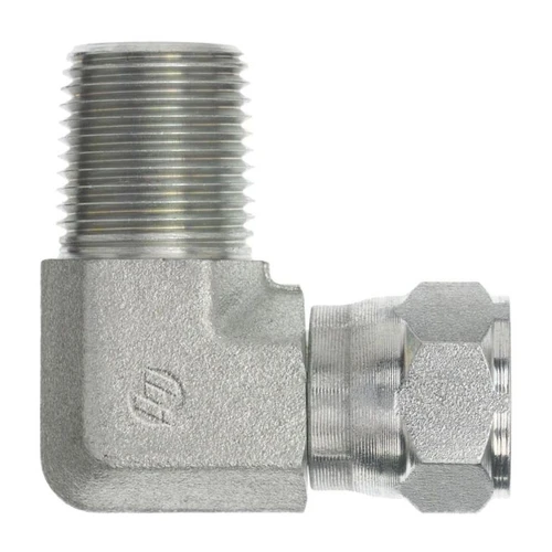 Hydraulic Elbow, MNPT x 37 deg Female JIC Flare End, 90 deg, Forged Steel, Tri-Chrome, Import