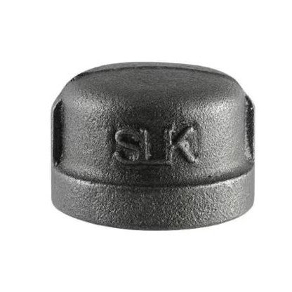 Cap, 300 deg F, Cap, Threaded NPS End, Class 150, 150 psi, Malleable Iron, Black